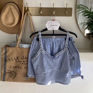 Source Unknown Blue and White Checkered Sleepwear Set